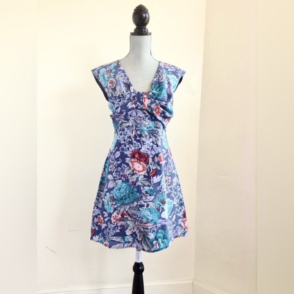 PAUL & JOE Floral SILK A-Line Bow Mini Dress 38 6